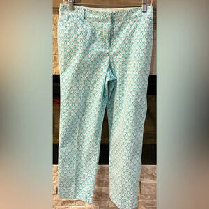 Talbots summer teal and white pants, size 8